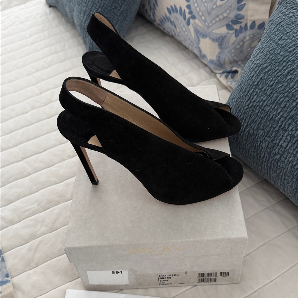 Jimmy Choo Shar Elegant Black Slingback Heels 39.5 - Picture 4 of 6